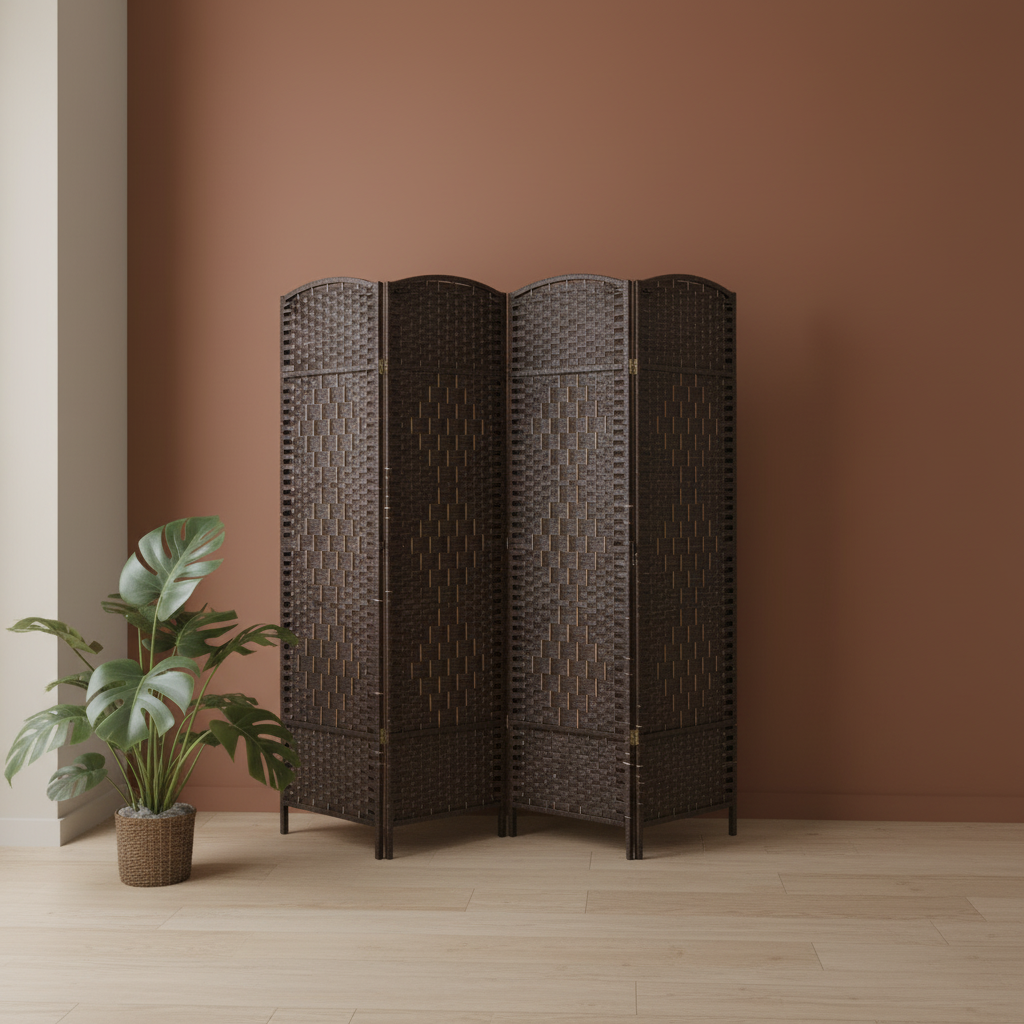 Woven Room Divider – Walnut