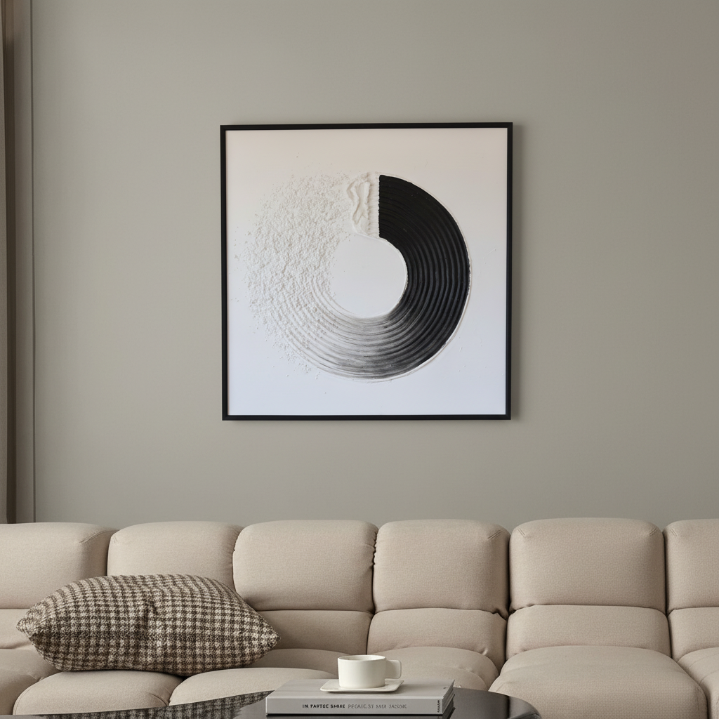 Mono Spiral Abstract Panel