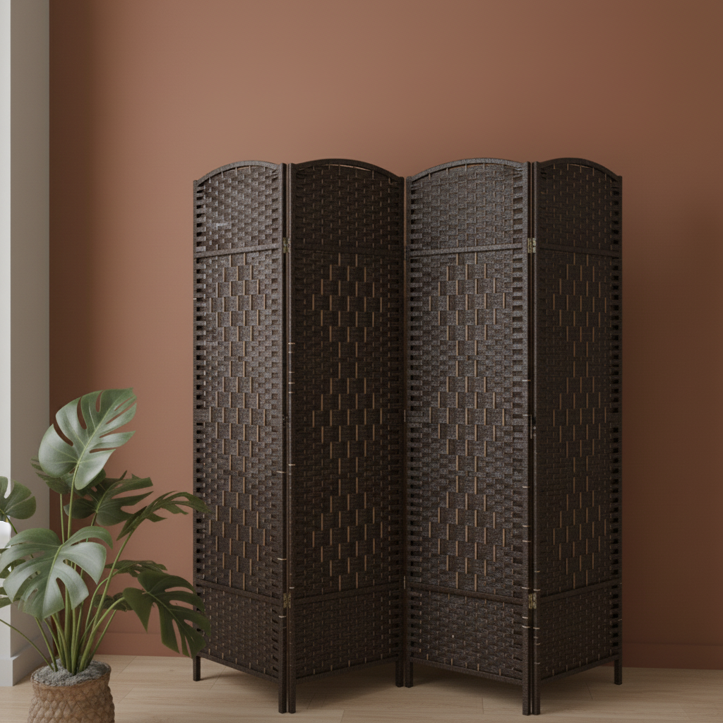 Woven Room Divider – Walnut