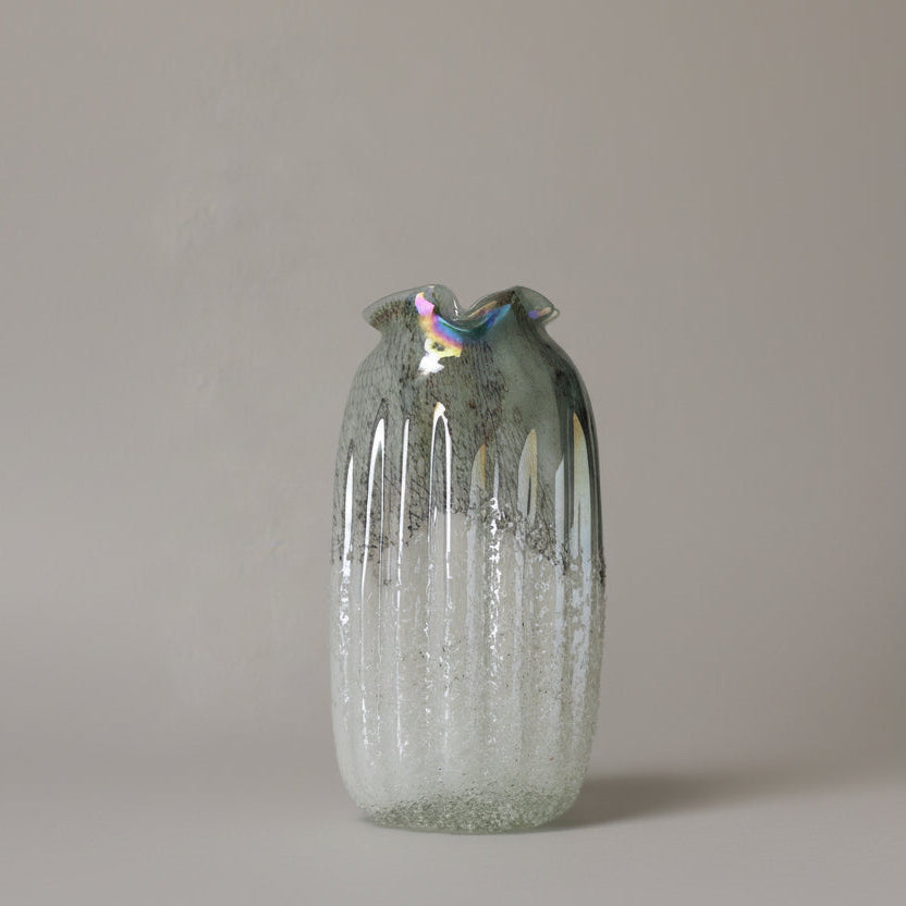 Emerald Tide Ribbed Vases