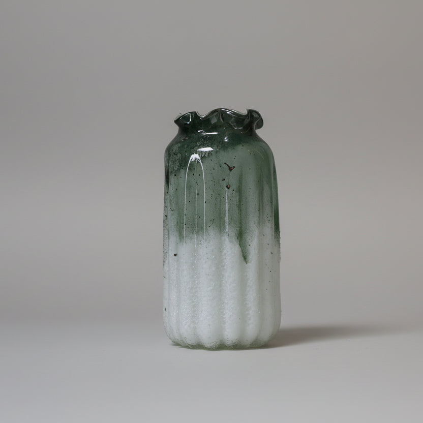 Emerald Tide Ribbed Vases