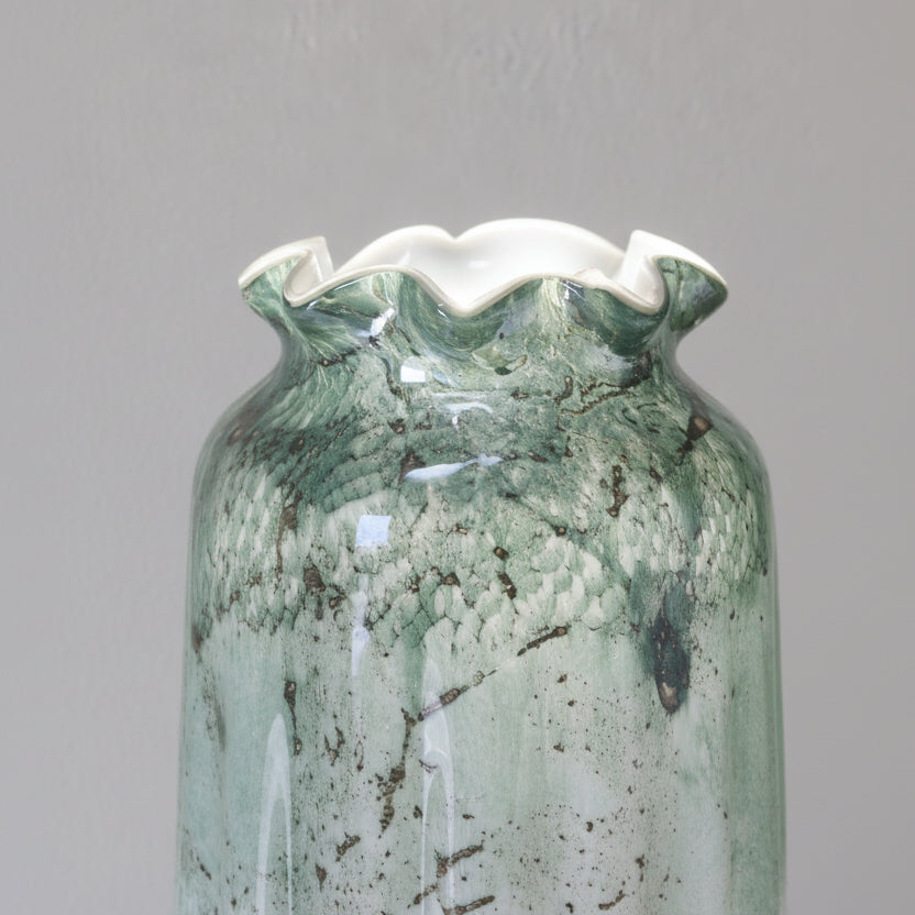 Emerald Tide Ribbed Vases
